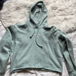 girls teal hollister cropped hoodie